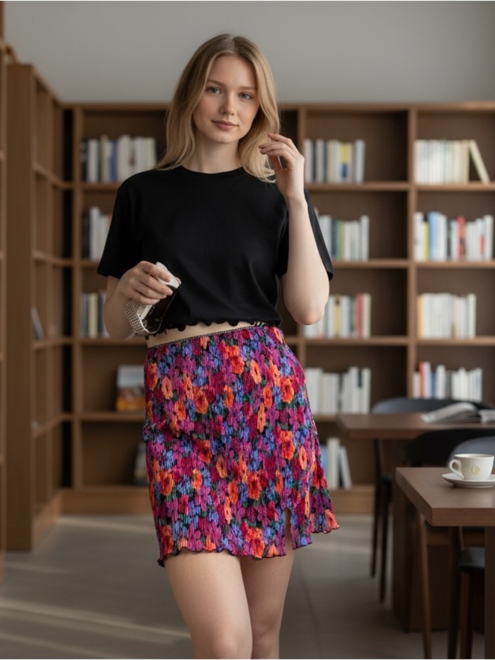 NWT Wild Fable Crinkle Pleat Floral Print Skirt Retro Y2K Size XXS